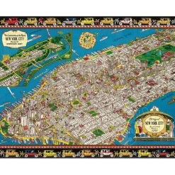 Cavallini Vintage: Map of New York Puzzle 1000pcs