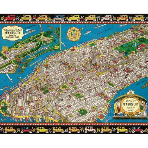Cavallini Vintage: Map of New York Puzzle 1000pcs