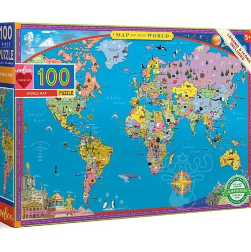 eeBoo World Map Puzzle 100pcs