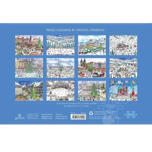 Galison Michael Storrings 12 Days of Christmas Countdown Mini Puzzle 12 x 80pcs