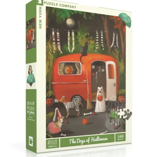 New York Puzzle Co. Janet Hill: The Dogs of Halloween Ride Puzzle 500pcs