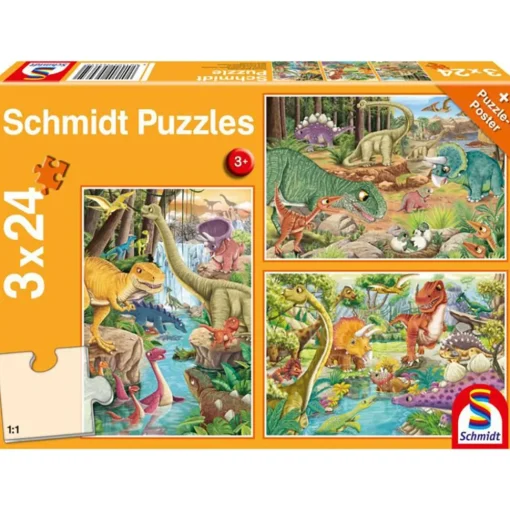 Schmidt Dinosaur Fun Puzzle 3 x 24pcs