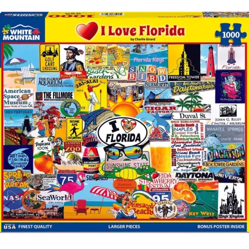 White Mountain I Love Florida Puzzle 1000pcs