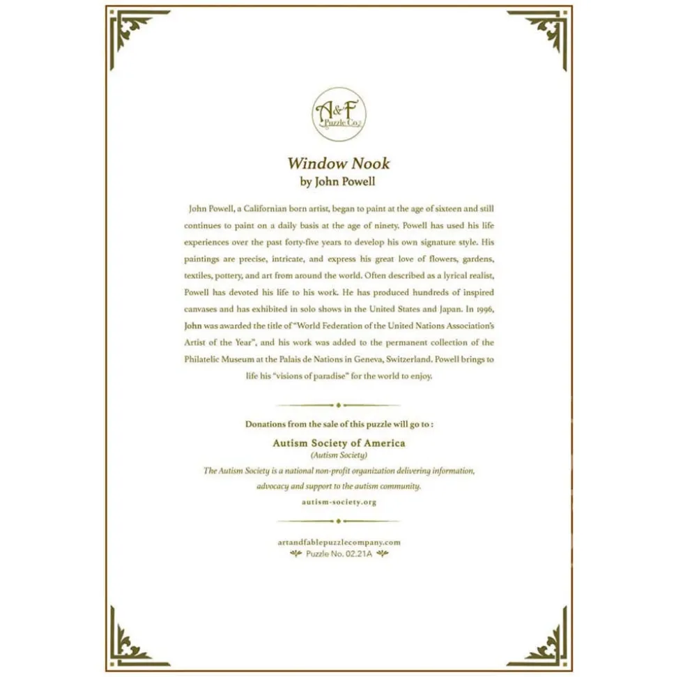 Art & Fable Window Nook Puzzle 1000pcs