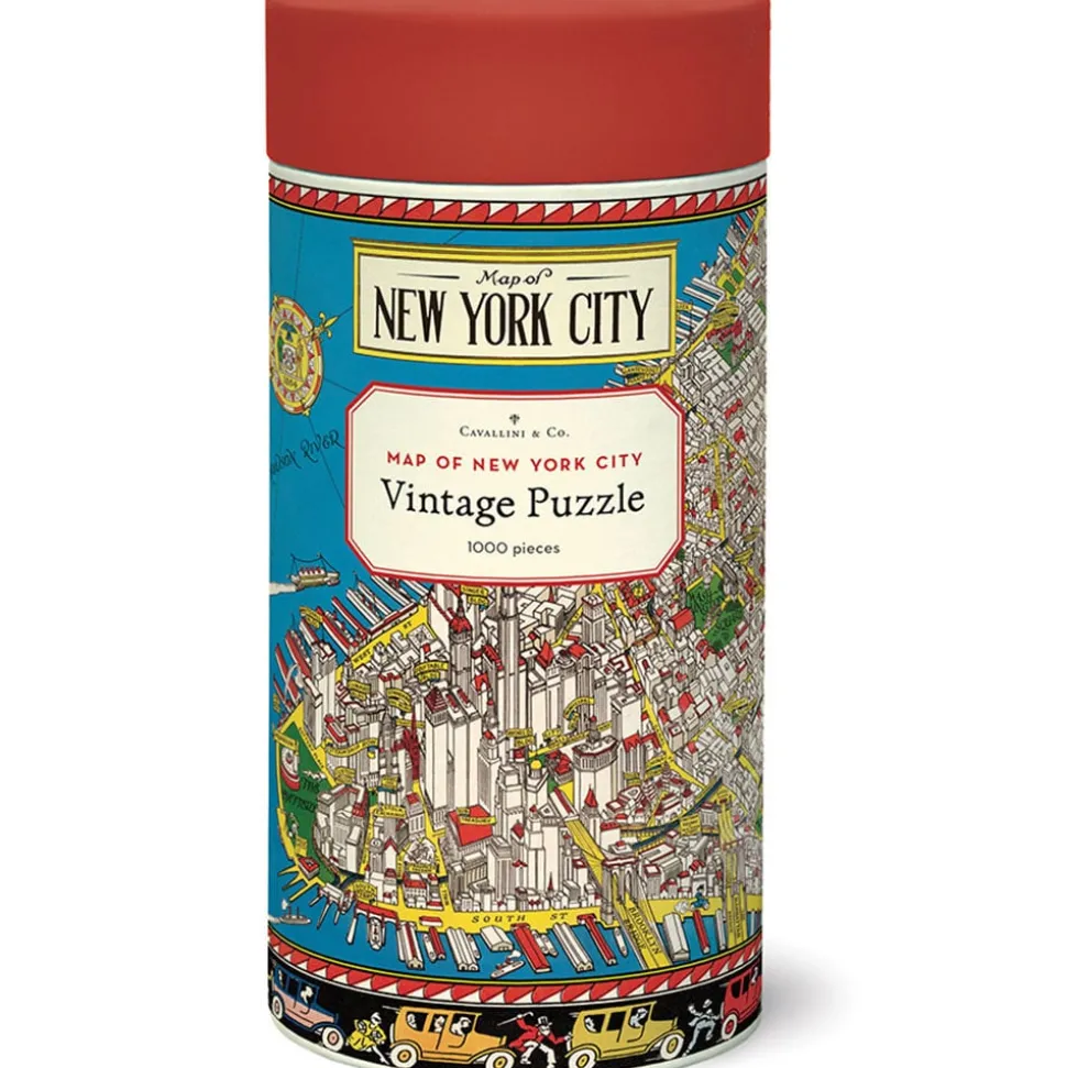 Cavallini Vintage: Map of New York Puzzle 1000pcs