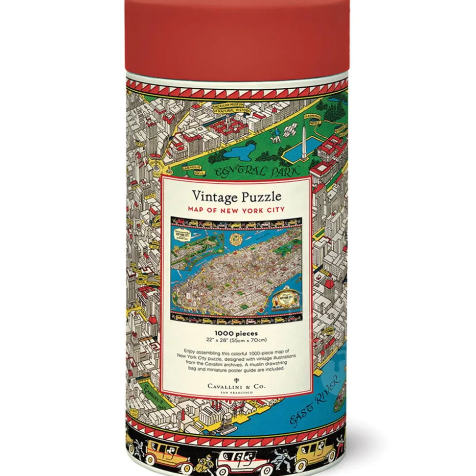 Cavallini Vintage: Map of New York Puzzle 1000pcs
