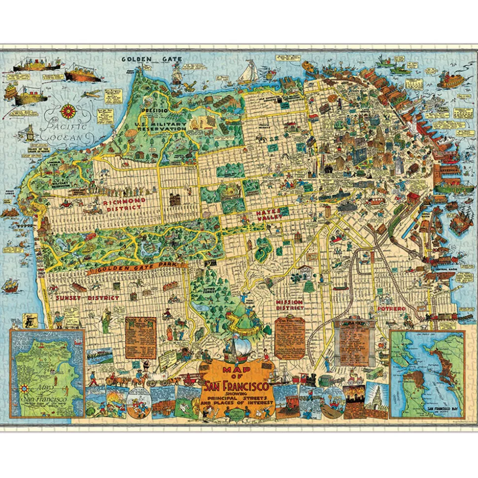 Cavallini Vintage: Map of San Francisco Puzzle 1000pcs