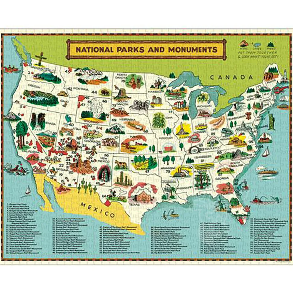 Cavallini Vintage: National Parks Map Puzzle 1000pcs