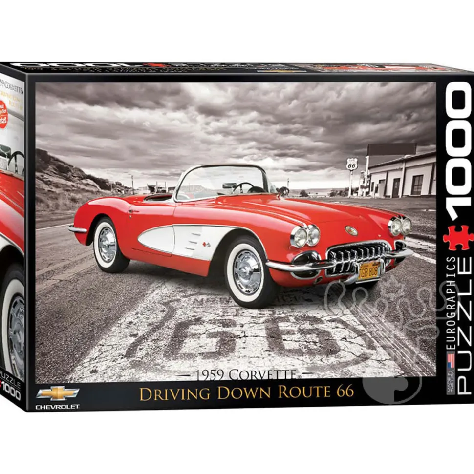 Eurographics Chevrolet 1959 Corvette Driving Down Route 66 Puzzle 1000pcs
