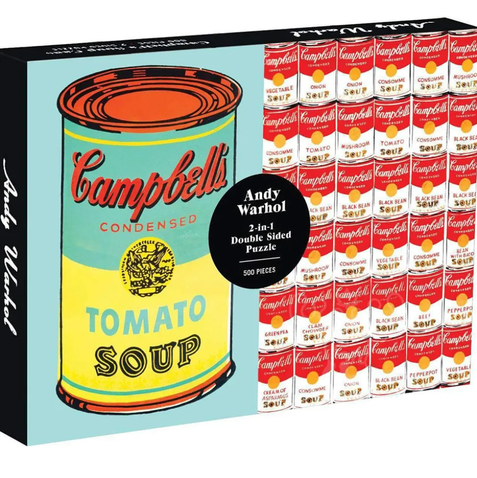 Galison Andy Warhol: Campbell's Soup Cans 2-in-1 Double Sided Puzzle 500pcs