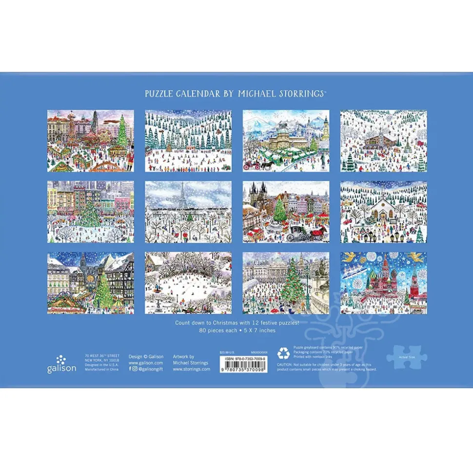 Galison Michael Storrings 12 Days of Christmas Countdown Mini Puzzle 12 x 80pcs