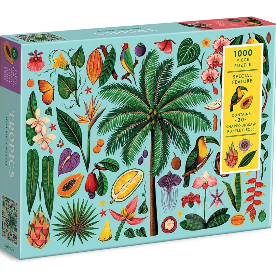Galison Tropics Puzzle 1000pcs contains 20 Shaped Pieces