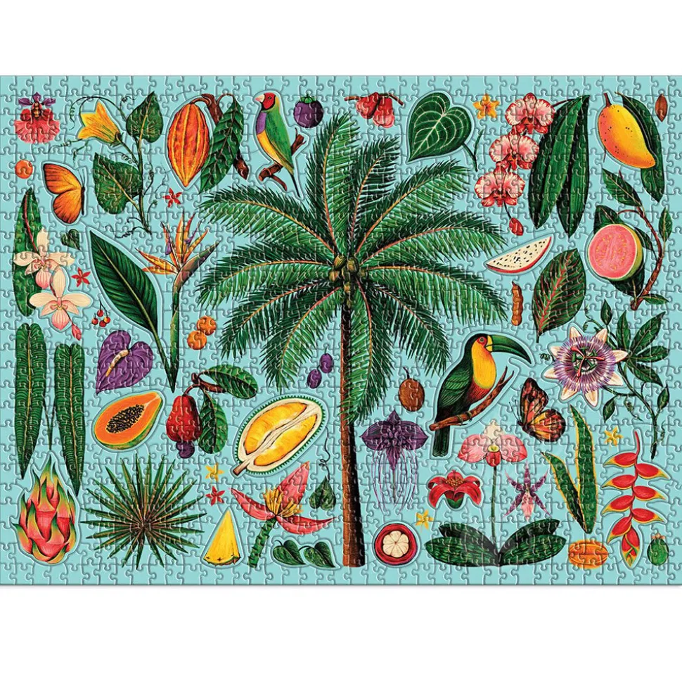 Galison Tropics Puzzle 1000pcs contains 20 Shaped Pieces