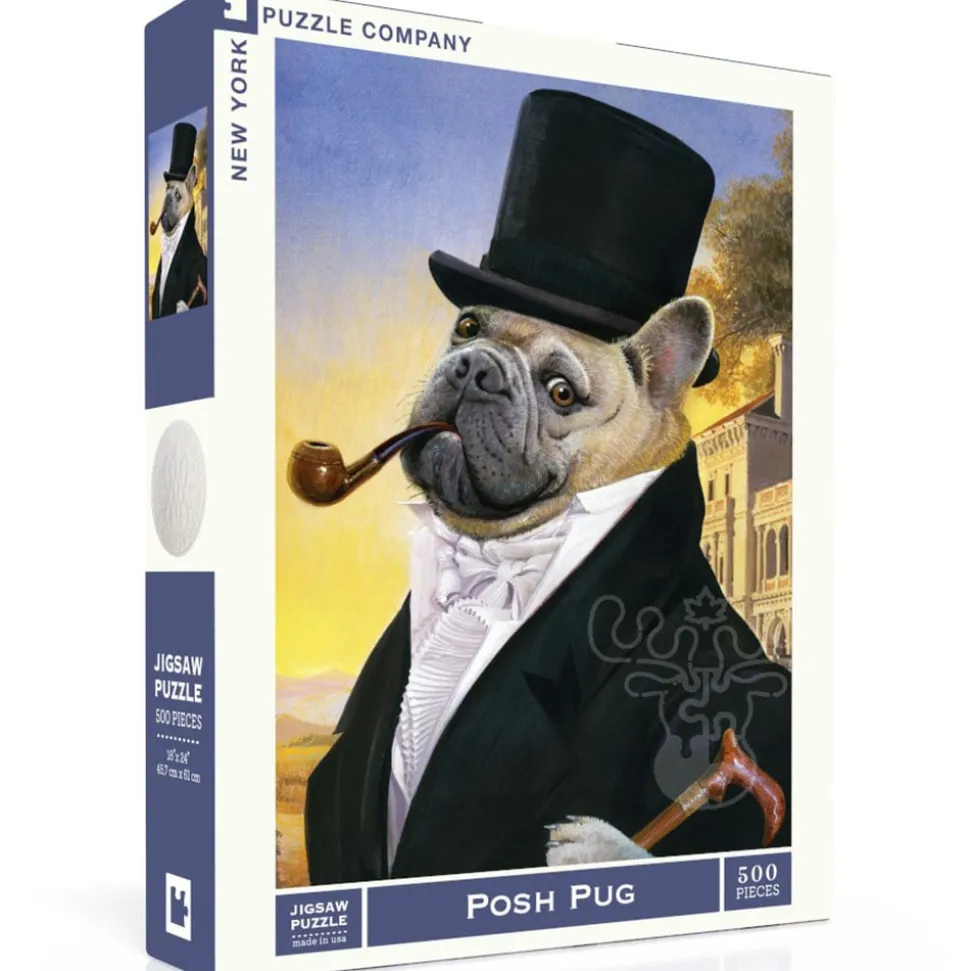 New York Puzzle Co. Bill Mayer: Posh Pug Puzzle 500pcs
