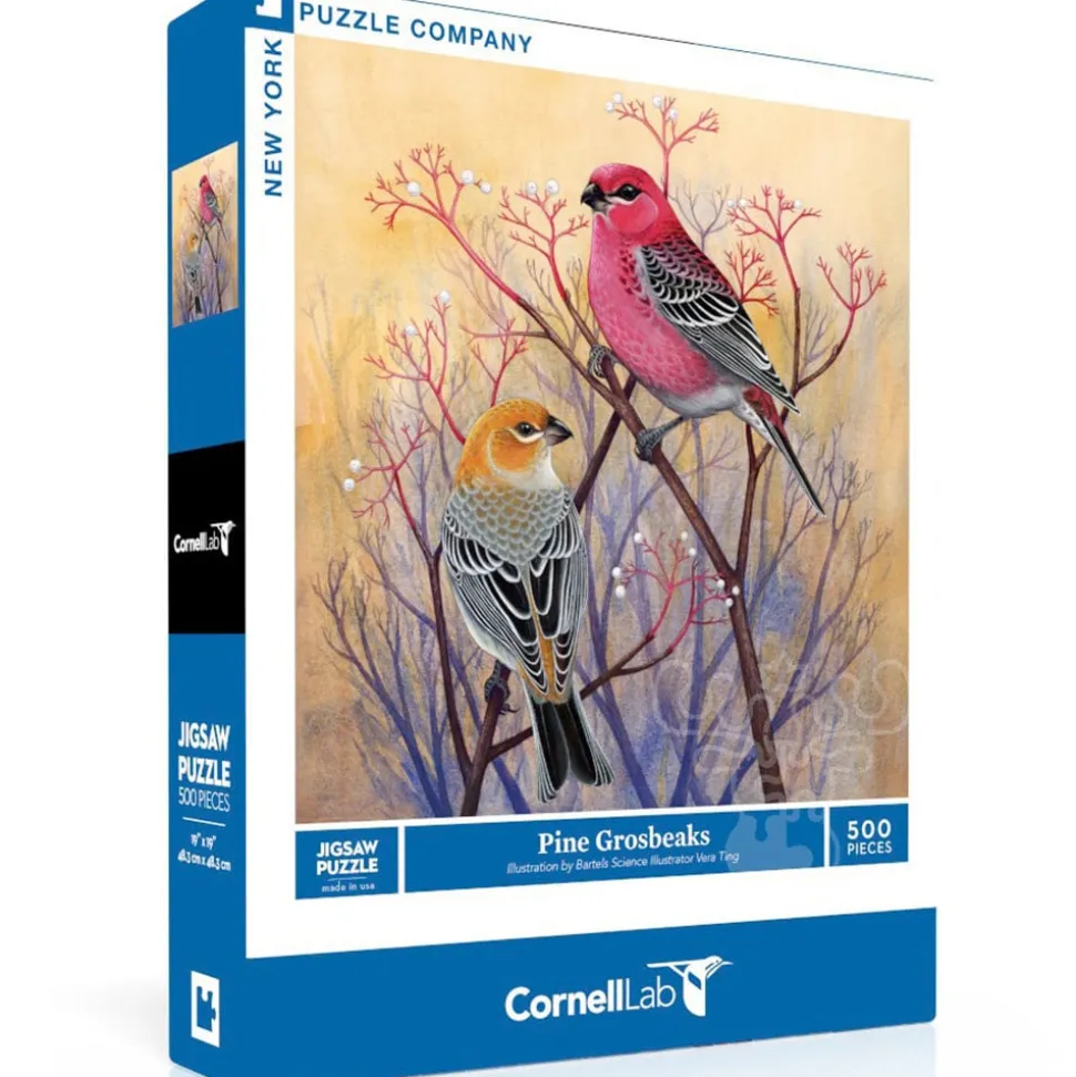 New York Puzzle Co. Cornell Lab: Pine Grosbeaks Puzzle 500pcs