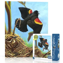 New York Puzzle Co. Cornell Lab: Red-winged Blackbird Mini Puzzle 100pcs