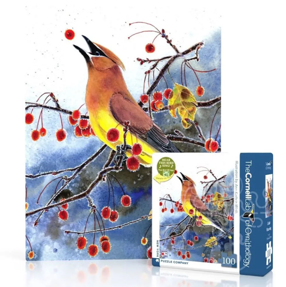 New York Puzzle Co. Cornell Lab: Cedar Waxwing Mini Puzzle 100pcs