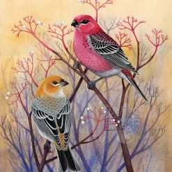 New York Puzzle Co. Cornell Lab: Pine Grosbeaks Puzzle 500pcs