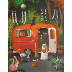 New York Puzzle Co. Janet Hill: The Dogs of Halloween Ride Puzzle 500pcs