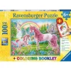 Ravensburger Magical Unicorns Puzzle 100pcs XXL + Coloring Book