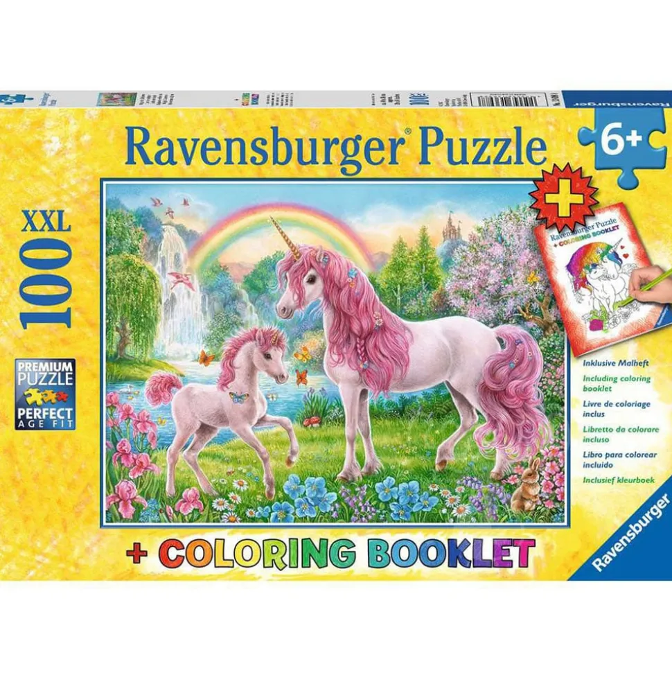 Ravensburger Magical Unicorns Puzzle 100pcs XXL + Coloring Book