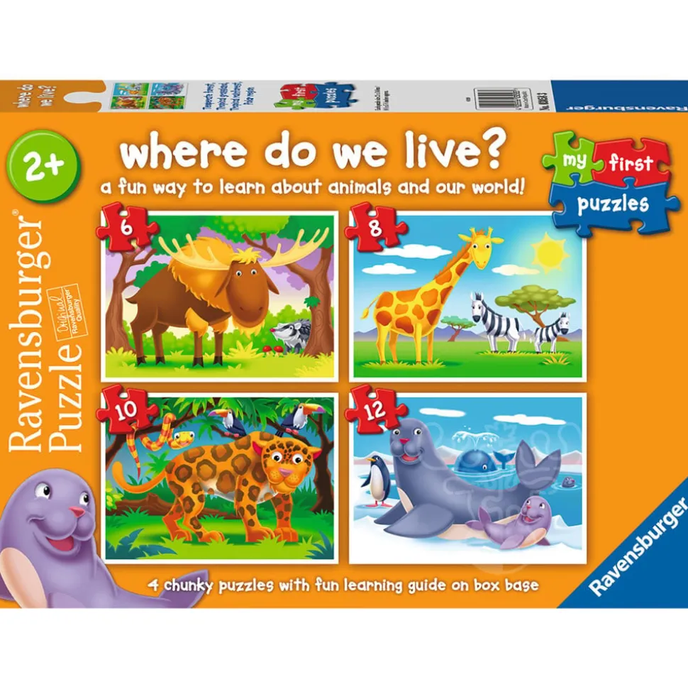 Ravensburger My First Puzzle: Where do We Live Puzzle 6, 8, 10, 12 pcs