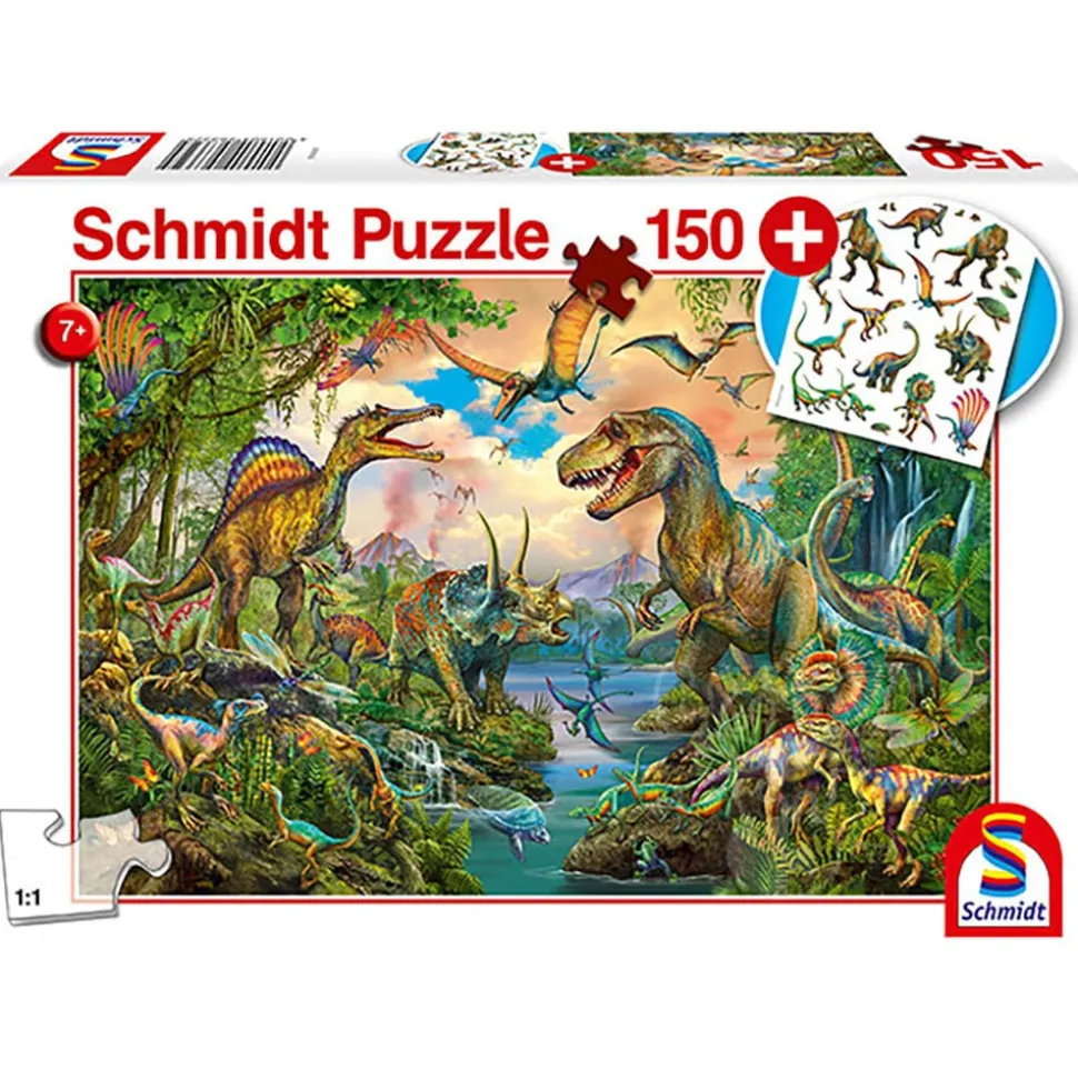 Schmidt Wild Dinosaurs Puzzle 150pcs includes Dino Stickers