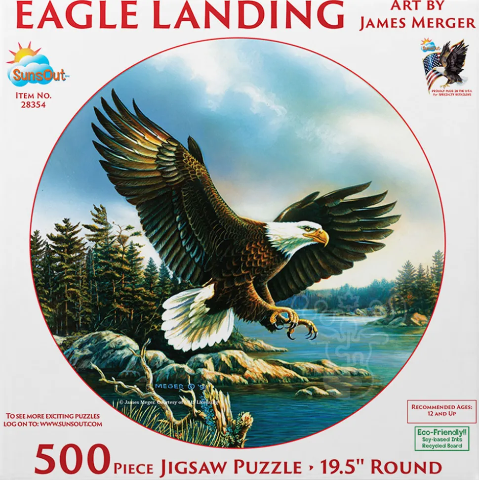 SunsOut Eagle Landing Round Puzzle 500pcs
