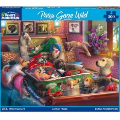 White Mountain Paws Gone Wild Puzzle 500pcs